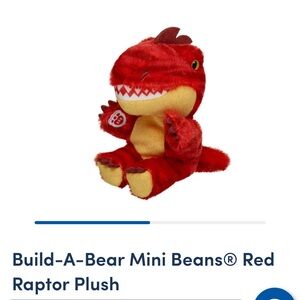 Build-A-Bear Mini Beans Red Raptor Plush